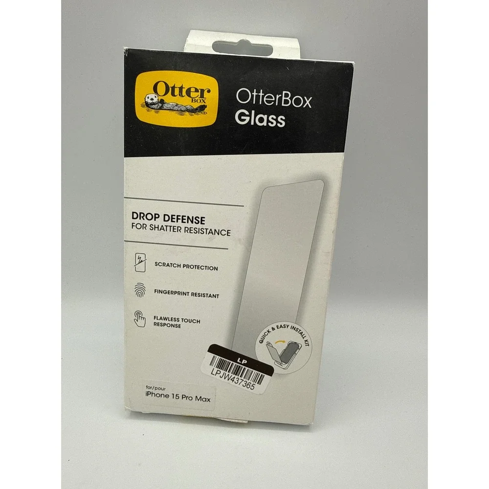 OtterBox Screen Protector iPhone 15 Pro Max Clear New Glass Drop Defense 9H Hard